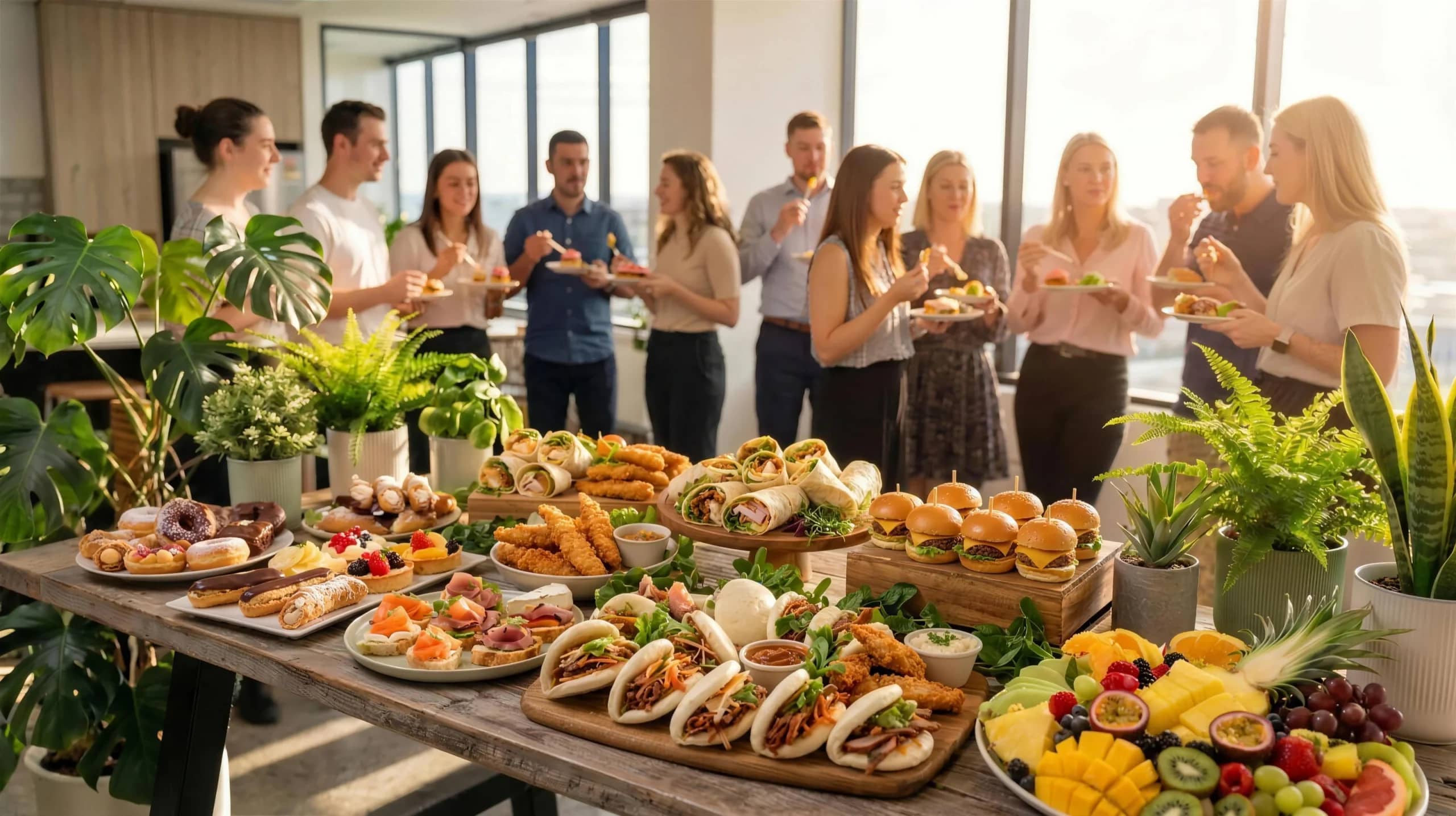 Chic Bite catering — corporate event with premium buffet spread